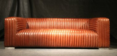 Designsofa Lamberton 3-Sitzer Vintage-Leder Columbia Brown (Hellbraun, Congnacton) Echtleder Sofa