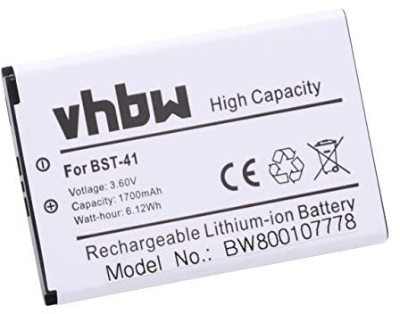 vhbw 1x Batterie Compatible avec Sony-Ericsson Xperia Play 4G, X1, Neo L, TM X2, X10a, Play, X10 téléphone Portable (1700mAh, 3,7V, Li-ION)