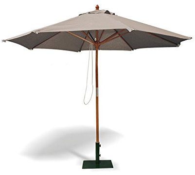 Jati Umbra 3m Wooden Garden Parasol with Cover (Taupe) - Octagonal | Double-Pulley | 2-Part Pole