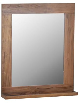 MiaMöbel Badspiegel mit Ablage - Aus Massivholz (Sheesham) - HBT: 78 x 65 x 12 cm - Spiegel für Gäste-WC, Flur & Badezimmer