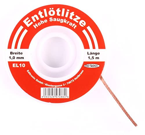 Entlötlitze 1mm - Hohe Saugfähigkeit - Spule Sauglitze Kupfer 1 mm