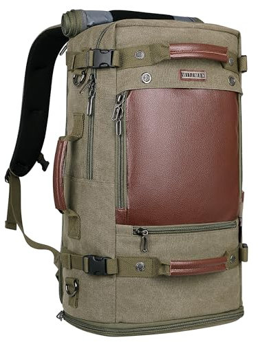 WITZMAN Vintage Reiserucksack Herren Canvas Rucksack Groß Laptop Rucksack 17 Zoll Convertible mit Schuhfach Reisetasche (A2021 Hellgrün)