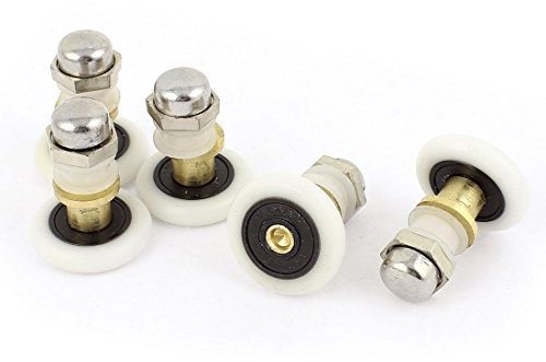 Aexit Badezimmer Möbelzubehör Kunststoff 28mm Dmr Rad Metall Tür Riemenscheibe Türstopper Roller 5Stk