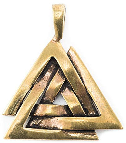 Schmuck Anhänger VALKNUT h: 3 cm Wotans Knoten Vintage Hochwertige Bronze