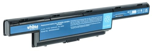 vhbw Akku kompatibel mit Gateway NV55C14u | NV55C11u, NV55C03u, NV55C, NV53A52u, NV53A36u Notebook (5200 mAh, 10,8 V, Li-Polymer)