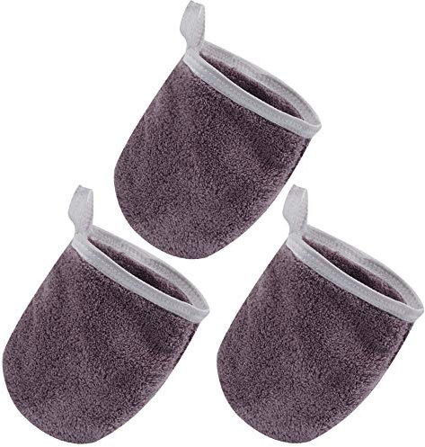 KinHwa Waschlappen Waschhandschuh Frottee Waschbar Make up Entferner Tuch Gesichtsreinigungstücher Wiederverwendbare Mikrofaser Abschminktücher Abschminken Nur Mit Wasser 13cm x 10cm 3 Stück Lila