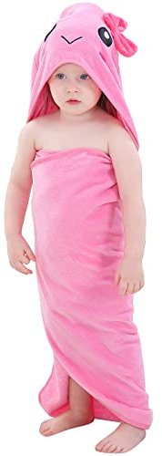 COOKY.D Unisex Baby Kapuzen Badetuch Tierdesign 90x90 cm,Rosa