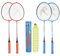 Hipkoo Sports Haupt-Badminton-Komplett-Set mit 4 Schlägern und Federball, 10 Stück