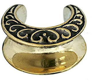CHICNET Flesh Tunnel Saddle Plug Bögen Design in schwarz antik Gold Lobe Piercing Dehner aus Messing, Damen Herren Sichel Ohr Expander in den Größen 8mm - 16mm 16 mm