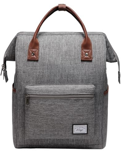 Kasgo Mochila Portatil 15.6 Pulgadas, Mochila Antirrobo Mujer Impermeable Mochila Hombre Vintage Mochilas Escolares Adolescentes con Puerto de Carga USB para Viaje Trabajo Universidad Negocio, Gris