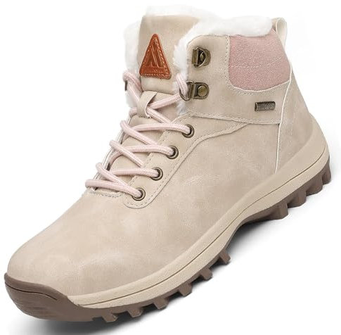 Mishansha Uomo Scarpe Invernali Donna Stivali da Neve Calda Stivaletti Impermeabili da Trekking Rosa chiaro, 42 EU