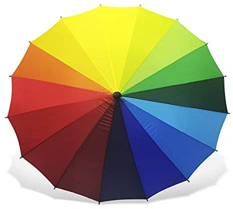 EUROXANTY Paraguas grande con 16 varillas | Paraguas anti viento | Varillas reforzadas | Mango ergonómico | 125 cm de diámetro | Paraguas multicolor