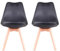 GrandCA HOME Lot de 2 Chaises de Salle à Manger Scandinaves avec Assise Rembourrée et Pieds en Bois en Métal, Chaises de Cuisine pour Chambre, Salon, Noir