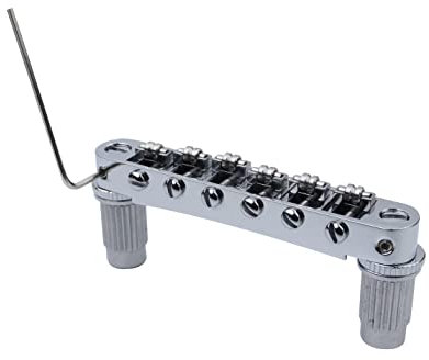 Guyker Guitar Tune-O-Matic Roller Saddle Bridge Replacement Part Compatible with Gibson Les Paul LP SG Style 6 String Electric Guitar - GM005, Chrome