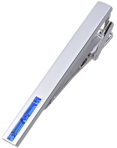 Jonwo Men Crystal Tie Clip Tie Bar for Regular Necktie Silver In Gift Case | Purple/Blue/Red/Black/White Crystal Tie Pin for Men Business Anniversary Wedding Party Office Formal Daily Occasions Suit