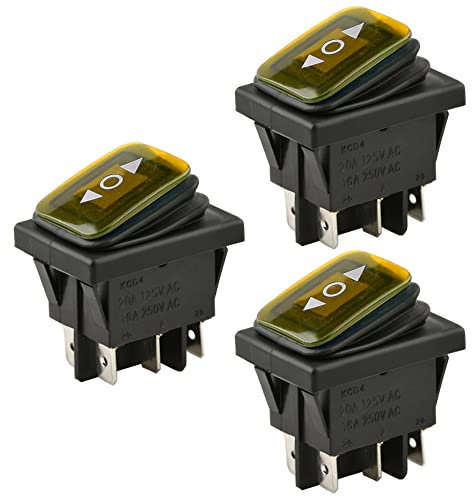 ETOPARS 3 Pièces 12V 20A Interrupteur à Bascule Rond de Voiture Jaune LED Lumière Presse Bouton de Commutateur Verrouillage ON OFF ON 6 Broches 3 Positions Étanche Auto