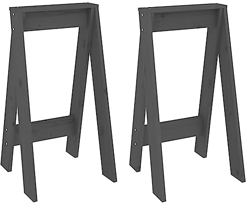 vidaXL Grey Pine Wood Bar Stools - Set of 2 - Versatile & Space-Saving Backless Design for Home and Kitchen Use