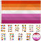 Mbsomnus Lesbian Flag Set - 150x90cm Lesbian Pride Flagge, 75 Stück Pride Sticker Tattoos, Lesbian Pride Pin - LGBT Flagge Gay Flag mit 2 Messingösen für LGBTQ+ Party Paraden Karneval Festival Feiern