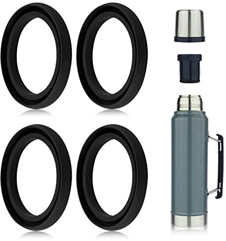 4pcs Silicone Replacement Gaskets Classic for Stanley, Silicone Seal Gasket for Stanley Compatible with Stanley Classic 20 oz 1.0 QT 1.5 QT 2 QT 2.5 QT Vacuum Bottle Stopper Black