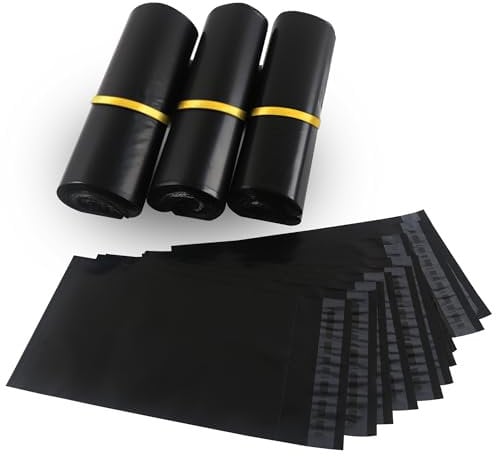 HVDHYY Versandbeutel Plastik Versandtaschen Schwarz 50Stück Plastikversandbeutel Warensendung Wasserdichte, Selbstklebend, Blickdicht, Reißfest, 400mmX500mm Versandtüten Schwarz