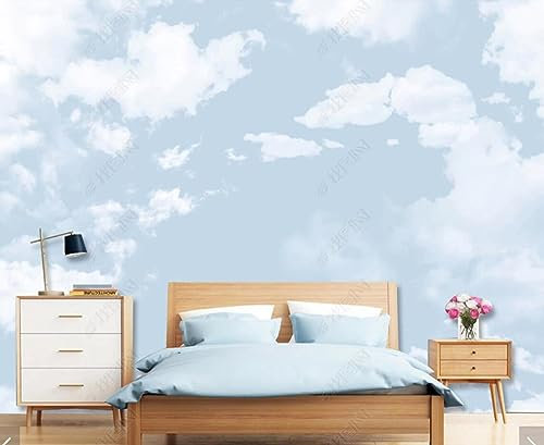 songqians Papier Peint Panoramique Ciel Bleu Et Nuages Blancs Papier Peint 3D Tapisserie Murale Décoration Chambre Salon -304778 350x250cm