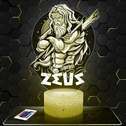 Lampephoto.fr - Zeus Mythologie Gott 3D Lampe, Touch Nachtlicht, Griechisch Antik, 3D Led Illusion Geschenkidee Weihnachten Geburtstag Junge und Mädchen, Dekoration Kinder und Erwachsenenzimmer