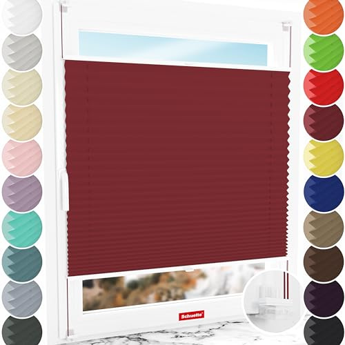 Schuette® Plissee ohne Bohren ● Thermo Kollektion: Scarlet Wine (Rot) ● 85x120cm (Breite x Höhe) ● Suprafix Faltrollo Klemmfix 2.0 Rollo ● 60 Sekunden Plisseerollo Montage inkl. Video