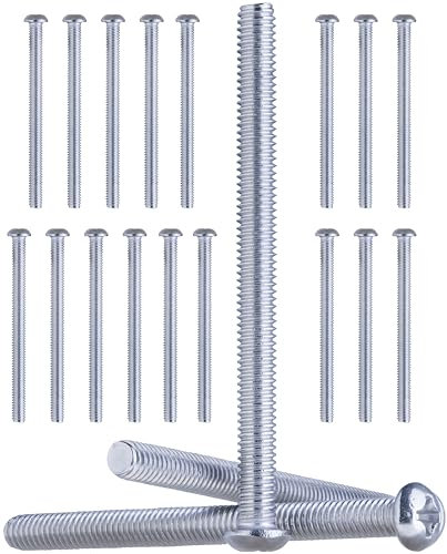 YoiYee Lot de 20 vis à métaux M4 Phillips à tête bombée – 4 mm x 50 mm en acier zingué DIN 7985