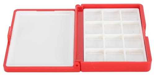 Pack of 2 Portable Empty Watercolour Box, Plastic Paint Storage Palettes, Foldable Pigment Box with 12 Cavities, Watercolour Mixing Tray for Acrylic, Lipsticks
