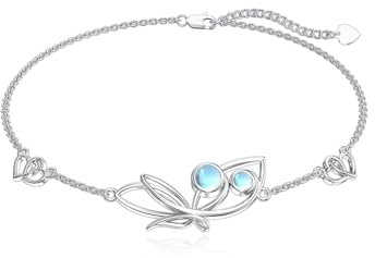 Flpruy Schmetterling Armband für Damen 925 Sterlingsilber Damenarmband Mondstein Armbänder Verstellbarer Strandschmuck Geburtstagsgeschenke für Mädchen Freunde