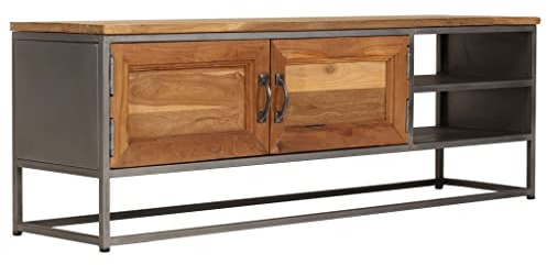 CKioict Modernes TV Board Sideboard Wohnzimmer Sideboard TV-Schrank Recyceltes Teak und Stahl 120 x 30 x 40 cmFür Wohnzimmer und Esszimmer