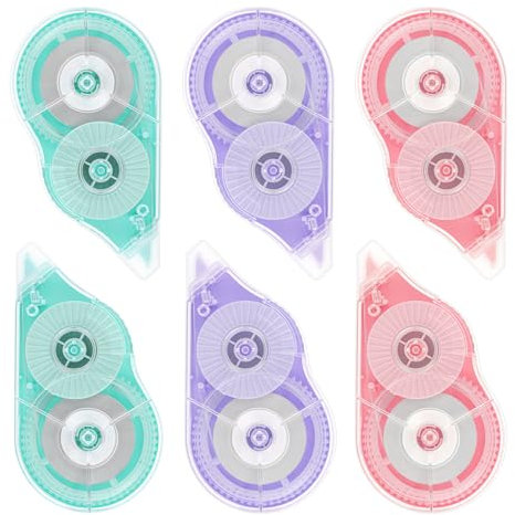 6 Stück Korrekturroller, 20m x 5mm Korrekturband Korrekturmaus Roller Correction Tape mit Schutzkappe für Kinder Studenten Schüler Zuhause Büro (Lila&Grün&Rosa)