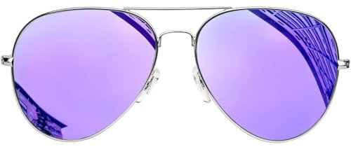 KANASTAL Occhiali da Sole Viola Specchio Specchiati Goccia Uomo Donna Polarizzati Lilla Vintage Montatura Metallo Alla Moda UV400 Grandi Purple Sunglasses -Viola