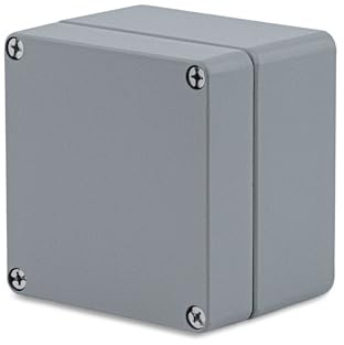 BOXEXPERT Aluminium Industriegehäuse 122x120x91mm IP66 pulverbeschichtet Serie Alster Druckgussgehäuse Installationsgehäuse Leergehäuse Wandgehäuse grau
