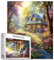 Tucocoo 1000 Teile Puzzles für Erwachsene Blumen Haus Malerei Jigsaw Puzzle Bach Wald Baum 1000 Teile Puzzles für herausfordernde Familienaktivitätsspiel Landschaftskunst Wanddekoration DIY Puzzle