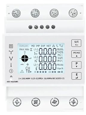 Digitaler integrierter Zähler, SDM 4300TAC Dreiphasiger LCD-DIN-Schienen-Multifunktions-Energiezähler mit RS485230/400VAC Touch-Taste45~65Hz 400imp/kWh