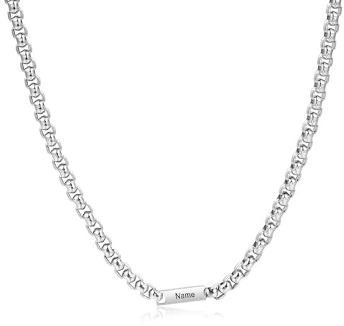 Personalisierte Herren Halskette Männer Halskette Mit Name Anhänger Necklace Geschenke Für Freund Mann Vater Weihnachten Geburtstag Vatertagsgeschenke Edelstahl Namenskette Herren Kette (1 noms)