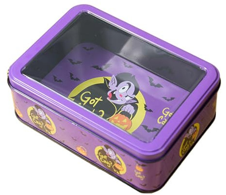 XIAOXIAOYU Halloween Keksdose, leere Keksdosen, leere Keksdosen, Metall, rechteckige Blechdose, festliche leere Metalldosen, Box für Snack, Schokolade