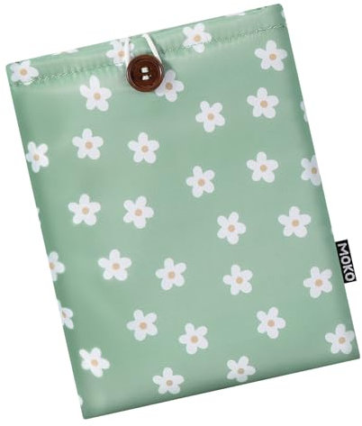 MoKo 6-7 Pollici Ricamato Margherita Imbottito Sleeve Pouch per Kindle Colorsoft, Kindle Paperwhite 12 ° Gen 2024, Kindle 2022-2016, Kindle Pouch per Oasis/Voyage/Kobo eReader, Fiori Verdi