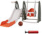 DREAMADE Toboggan Enfants 4 en 1 pour 18+ Mois, Balançoire et Toboggan d'Intérieur Charge Max. 30 KG, Aire de Jeu avec Escalier, Balançoire Réglable en Hauteur, Panier de Basket (Vert&Orange)