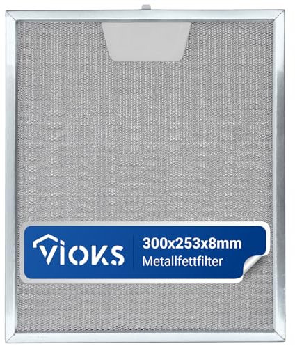 VIOKS Metal Cooker Hood Grease Filter - 300 x 253 mm - Replacement for AEG, Electrolux, Faber, Whirlpool & More - Utilitarian Style