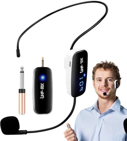 Cuffie con microfono per parlare - Microfono da mano senza fili UHF 2 in 1 | Portata di 50 m, orario di lavoro, 8 ore, altoparlante con da 1/8'' per altoparlante karaoke, PA, insegnamen