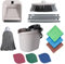 MAYA Set de Limpieza Completo Atomic. Limpieza Eficiente en Tu Hogar. Escoba Multiusos, Fregona, Recogedor Plegable, Cubo de 14L. Incluye Estropajos EVO Vajillas y Baños + 3 Bayetas Pack Hogar