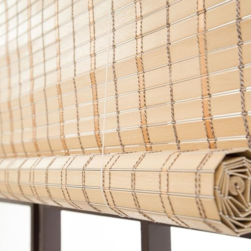 Tenda a Rullo In Bambù da Esterno Impermeabile PVC Tapparella In Bamboo 100x200 120x160 150x180 150x200cm Tenda A Lamella con Sollevatore Tapparelle A Rullo Romane Protezione Solare(W105xH240cm)
