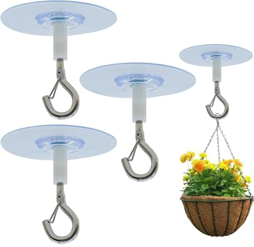 Sunbilien Non Porous Adhesive Ceiling Hook Set, Set of 3, Used for Hanging Plants, Bird feeders, Lanterns, Wind Chimes, Flower pots, Outdoor Decoration Hooks