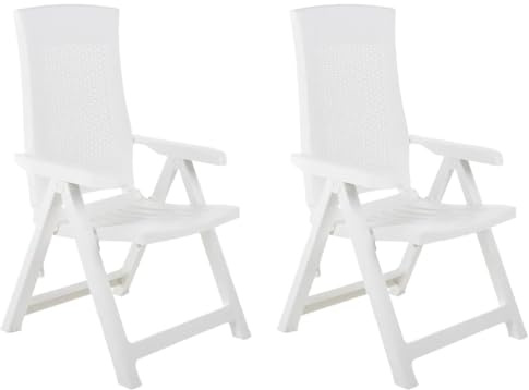 Homvdxl Liegestühle 2er-Set, Terrassen-Klapp-Lounge-Liegestuhl, Kunststoff, Rasen, Terrassenstuhl für Garten, Strand, Camping, Weiß