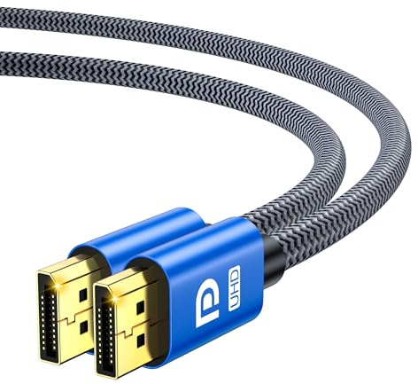 Zazalon 8K DisplayPort Kabel 1.4, 8K@60Hz, 4K@144Hz, 2K@240Hz, HBR3 32.4Gbps, HDR10, DSC 1.2, HDCP 2.2, G-Sync&FreeSync, DP 1.4 Kabel für Gaming-Monitor, Grafikkarte, Laptop, TV - 2M, Blue