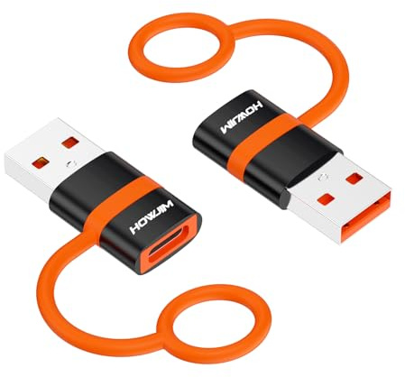 HOWJIM USB auf USB C Adapter 2 Stück,3A Schnellladen 5Gbps Datenübertragung | Typ C Buchse auf USB 3.0 Stecker OTG Adapter für Phone 15/16/17 Pro Max,Pad Pro,G-alaxy,Smartphone Laptop Tablet Schwarz