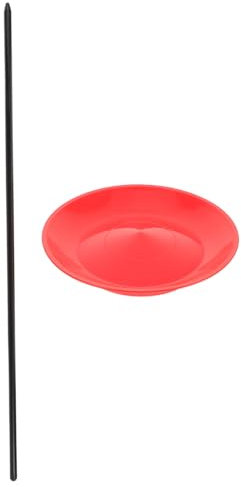 KICHOUSE 1 Juego Platos de de Plástico con Bastón para de Habilidades de Malabarismo Entrenamiento y Entretenimiento para Principiantes y Rojo