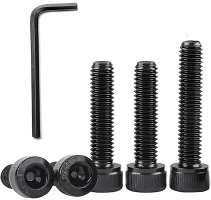 QANCEN 20 Piezas Tornillos de Cabeza Hexagonal M6x25mm, Tornillos Allen de Acero Inoxidable Totalmente Roscados para Reparación de Motor Eléctrico,Negro